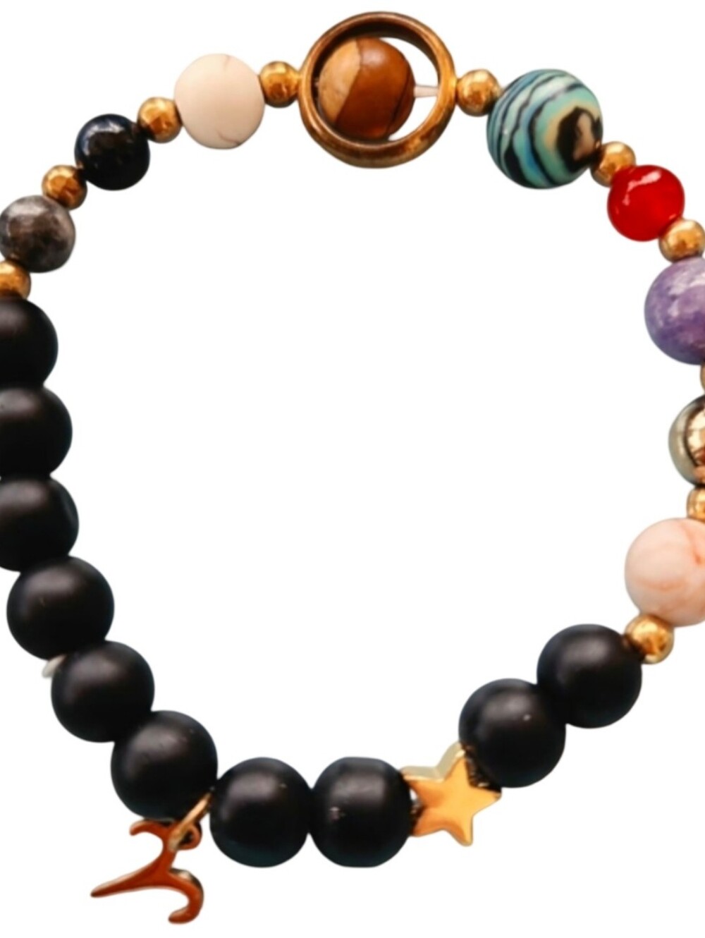 NWO Aries Zodiac Solar System Beaded Stretch Bracelet 3".